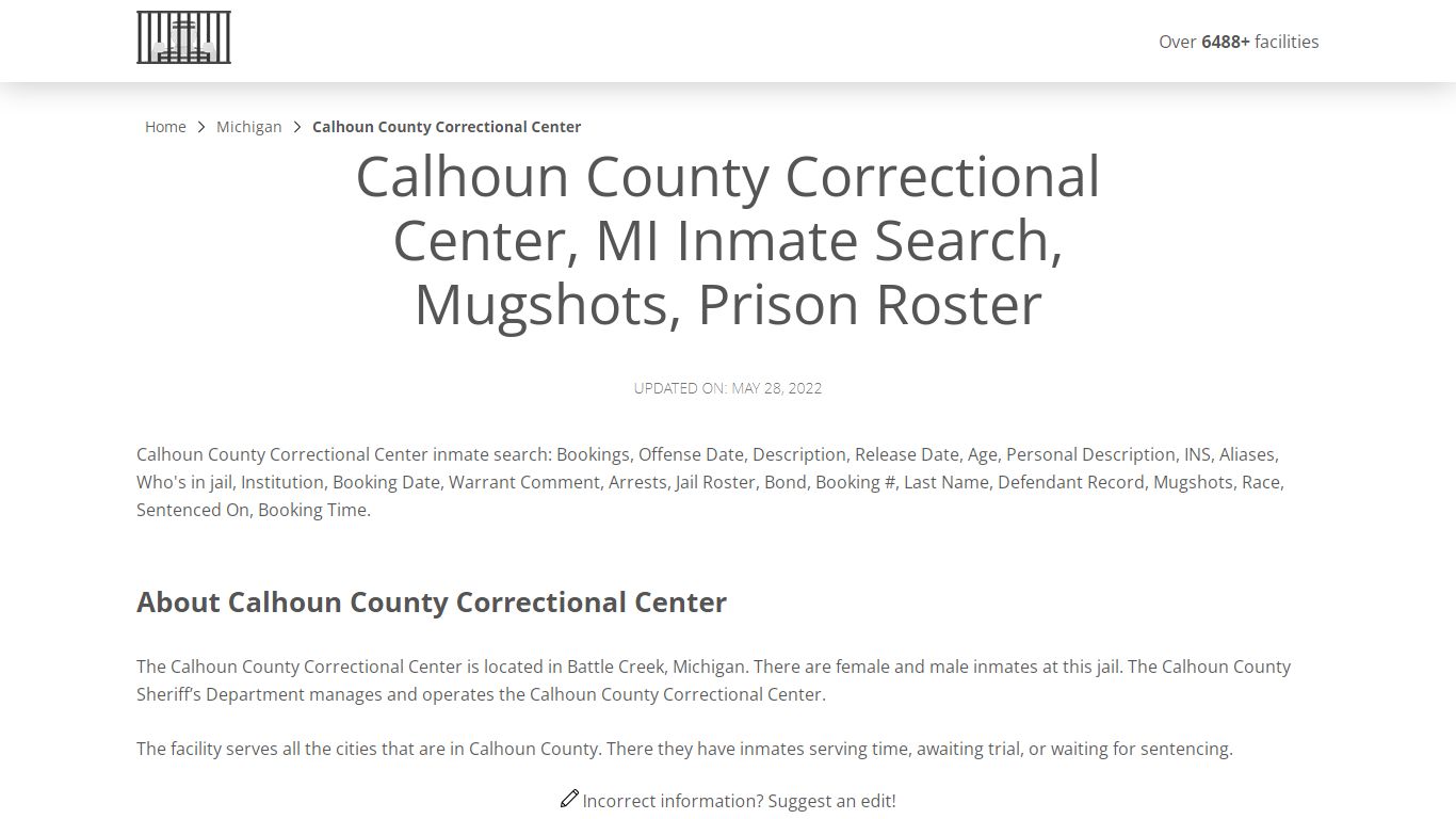 Calhoun County Correctional Center, MI Inmate Search ...