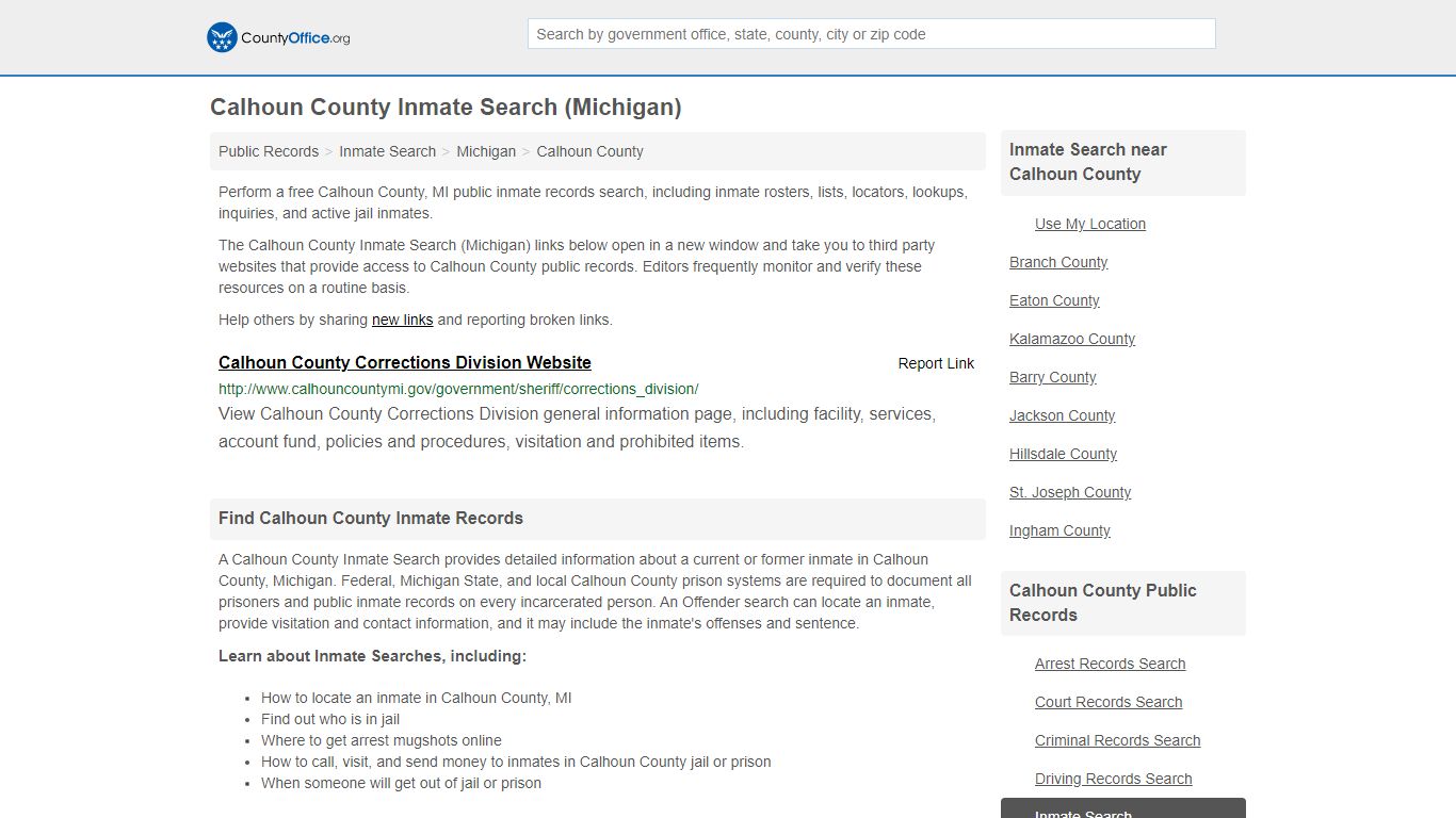 Inmate Search - Calhoun County, MI (Inmate Rosters & Locators)