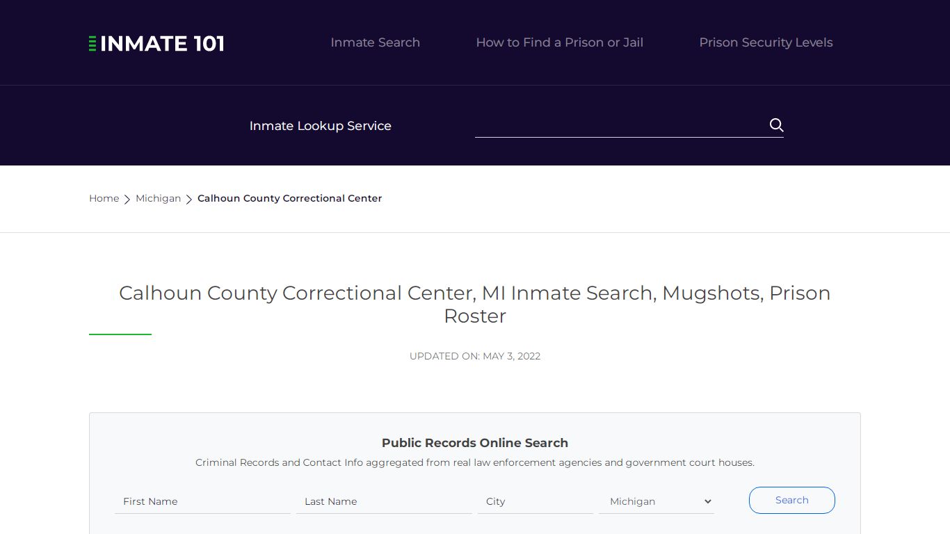 Calhoun County Correctional Center, MI Inmate Search ...