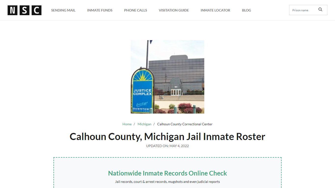 Calhoun County, Michigan Jail Inmate List